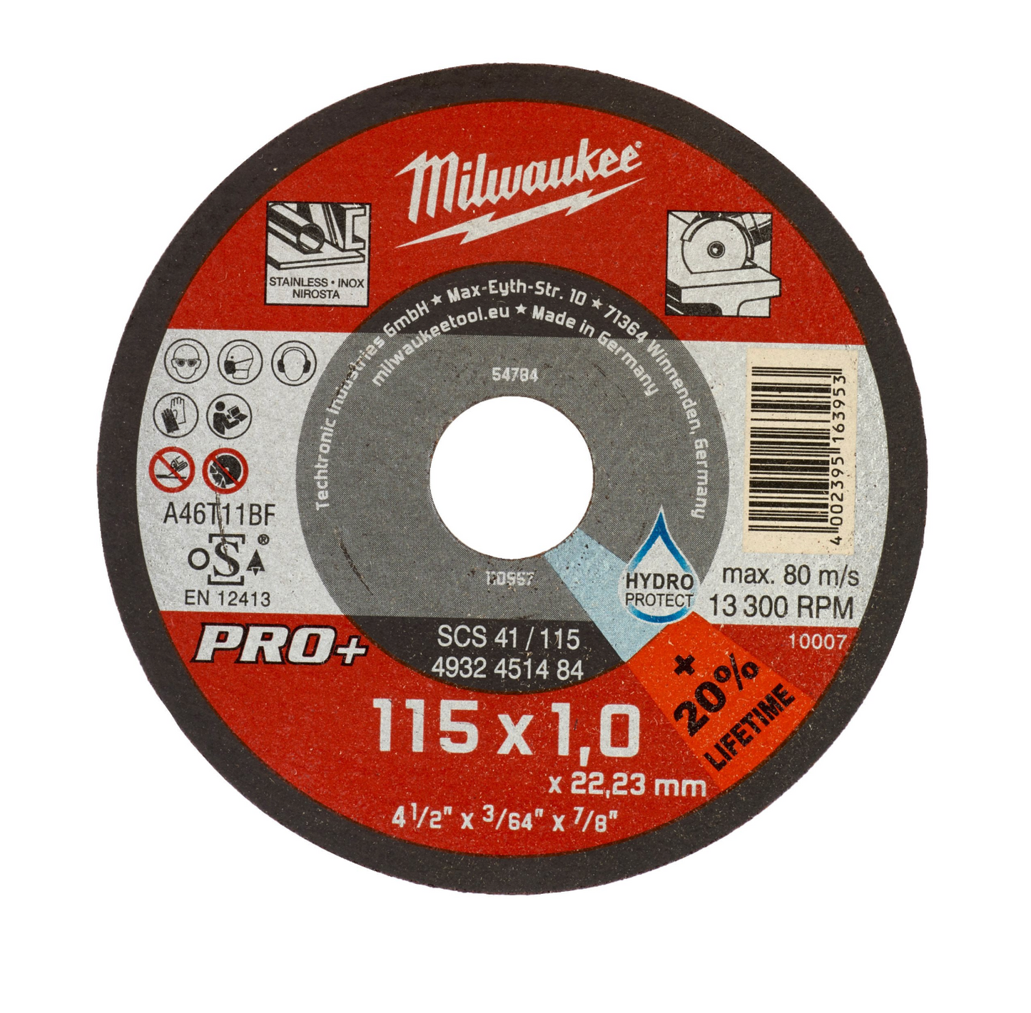 Disco de corte fino para metal PRO+ SCS 41/115x1x22mm Milwaukee