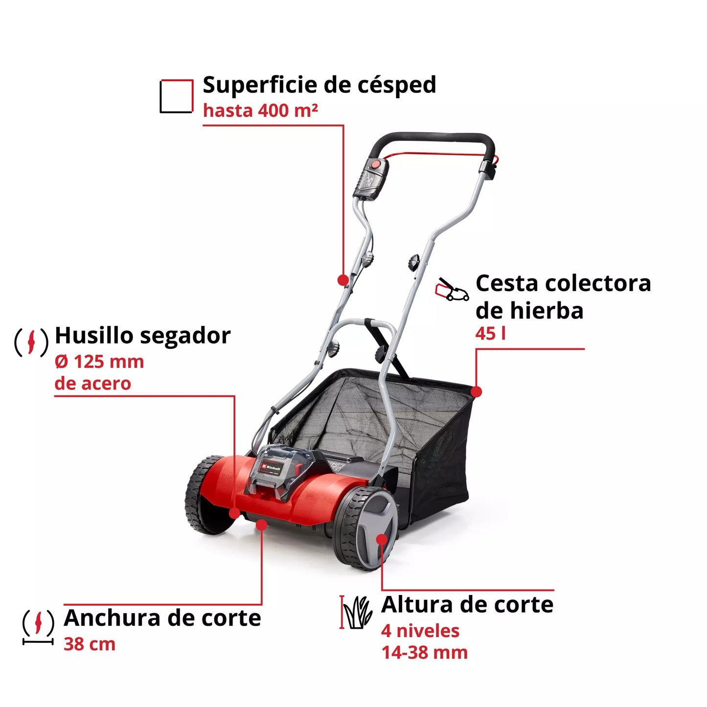 Cortador de relva a bateria 18V GE-HM 18/38 Li-Solo Einhell