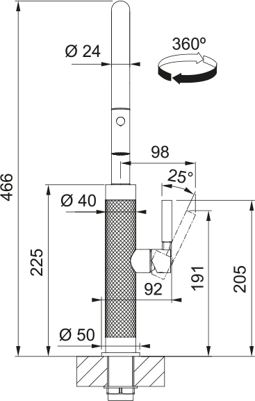 Obra-prima Mythos Torneira de cozinha Franke amovível