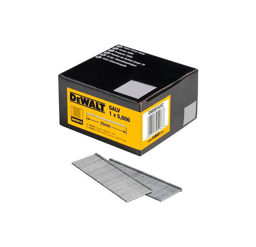 Caixa de 5000 pregos galvanizados 1,6x25mm Dewalt DNBSB1625Z