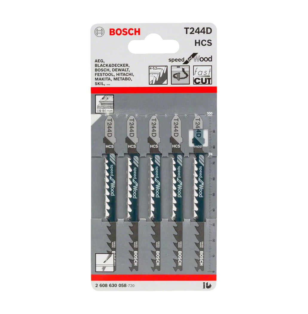 Lâmina de serra vertical 100mm T 244 D 5 unidades Bosch