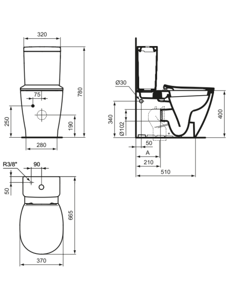 Vaso sanitário montado na parede AquaBlade sob o tanque IDEAL STANDARD - 8