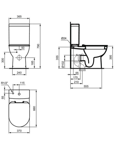 Vaso sanitário completo montado na parede Tanque baixo Eurovit Ideal Standard T443601 IDEAL STANDARD - 5