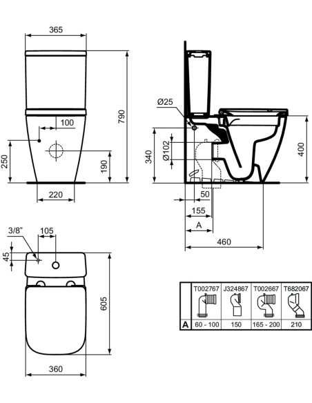 Vaso sanitário completo montado na parede Tanque baixo projeção curta I.Life S Ideal Standard T481601 IDEAL STANDARD - 10