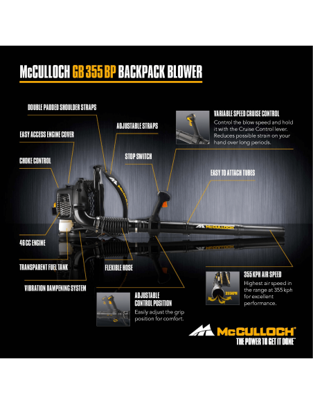 Soprador de gasolina 1.5kW 355km/h McCulloch GB 355 BP MCCULLOCH - 2