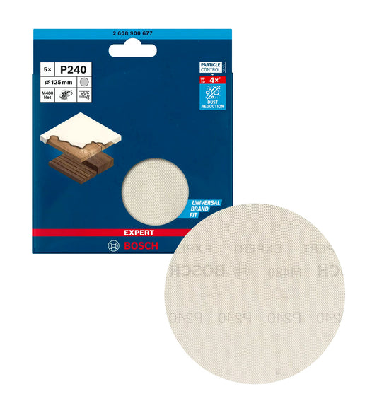 Malha de lixa EXPERT M480 125mm 240g para lixadoras orbitais Bosch 5 unid.