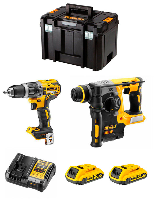 Kit Dewalt Taladro Percutor DCD796 + Martillo DCH273 + 2bat 2Ah + cargador + TSTAK VI DCK273D2