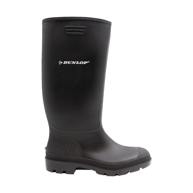 Botas de chuva de PVC de cano alto, pretas, Dunlop 380PP