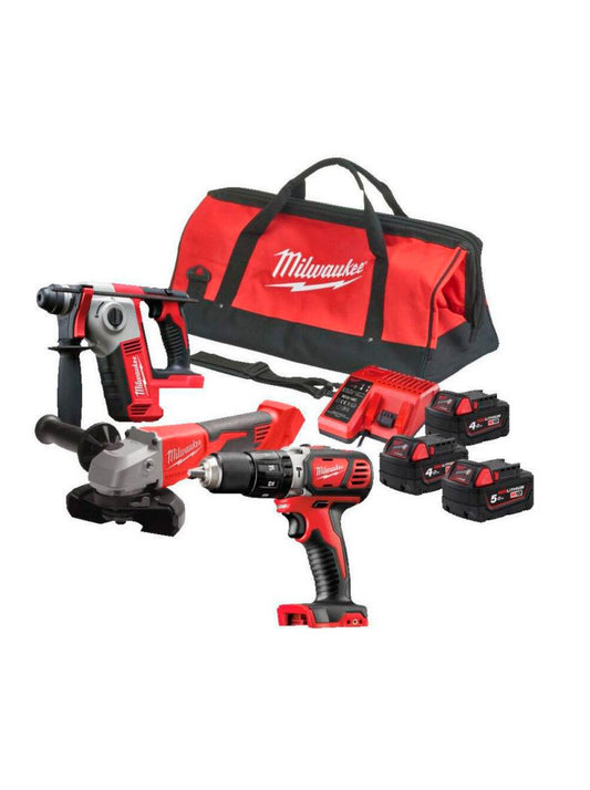 Kit de canalização 3 ferramentas + 2bat 4Ah + bat 5Ah + carregador M12-128 C + Saco Milwaukee M18 BPP3D-543B