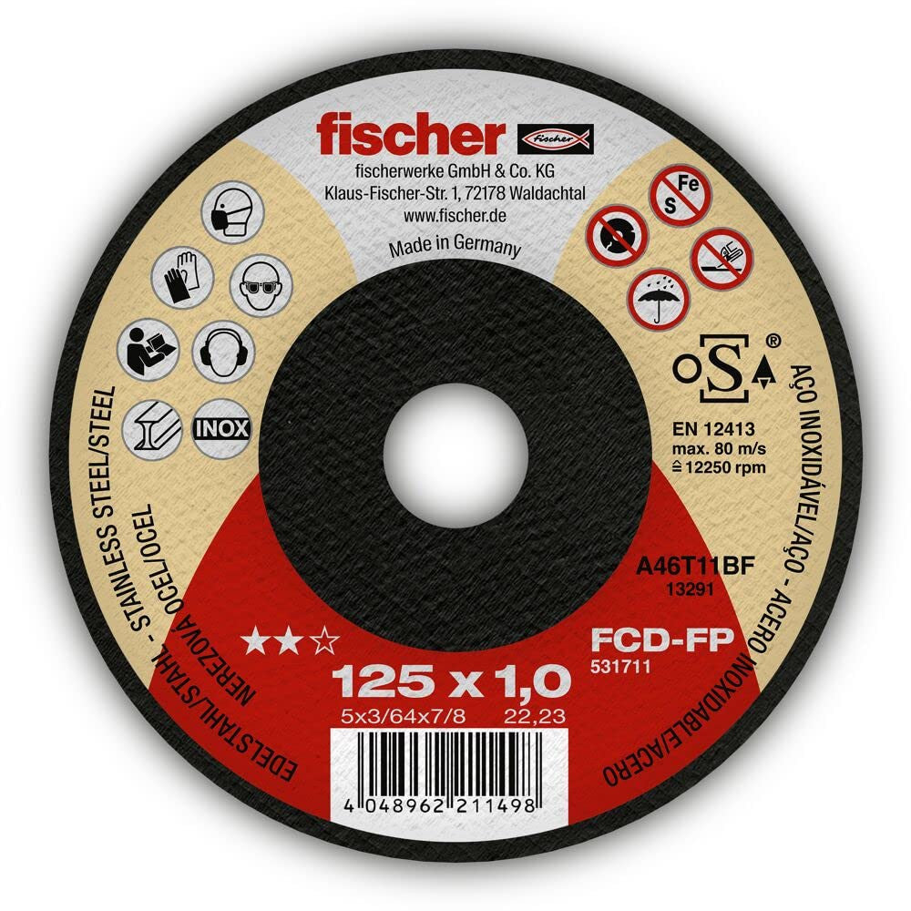 Caixa de 25 unidades disco de corte FCD-FP 125x1x22,23 Plus Fischer