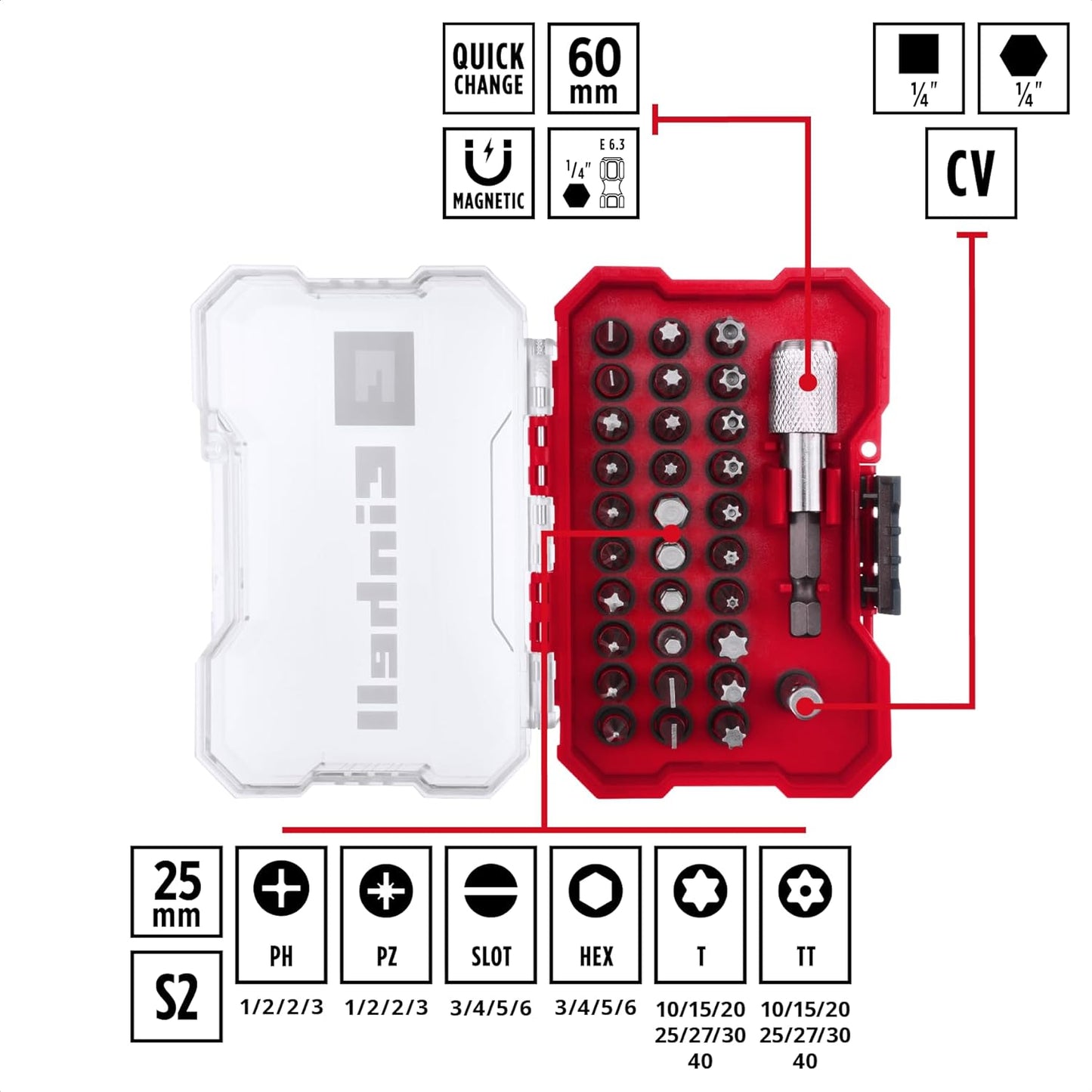 Conjunto de bits Einhell XS-CASE 32pcs 49118693