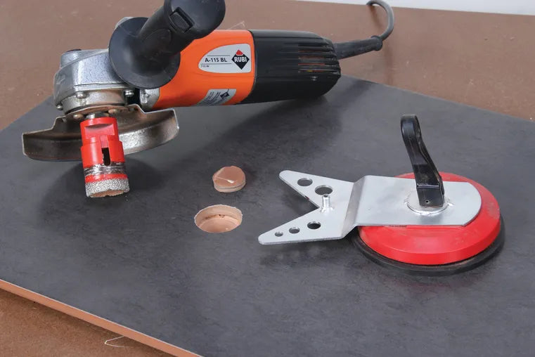 Kit com 4 brocas diamantadas + Guia Multidrill DRYGRES Rubi