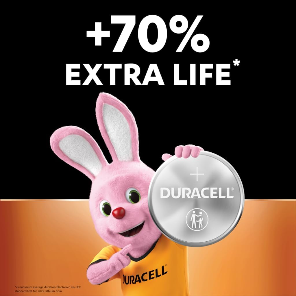 Conjunto de 2 pilhas de botão de lítio Duracell Plus Power CR2025 de 3 V