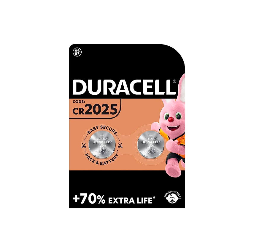 Conjunto de 2 pilhas de botão de lítio Duracell Plus Power CR2025 de 3 V