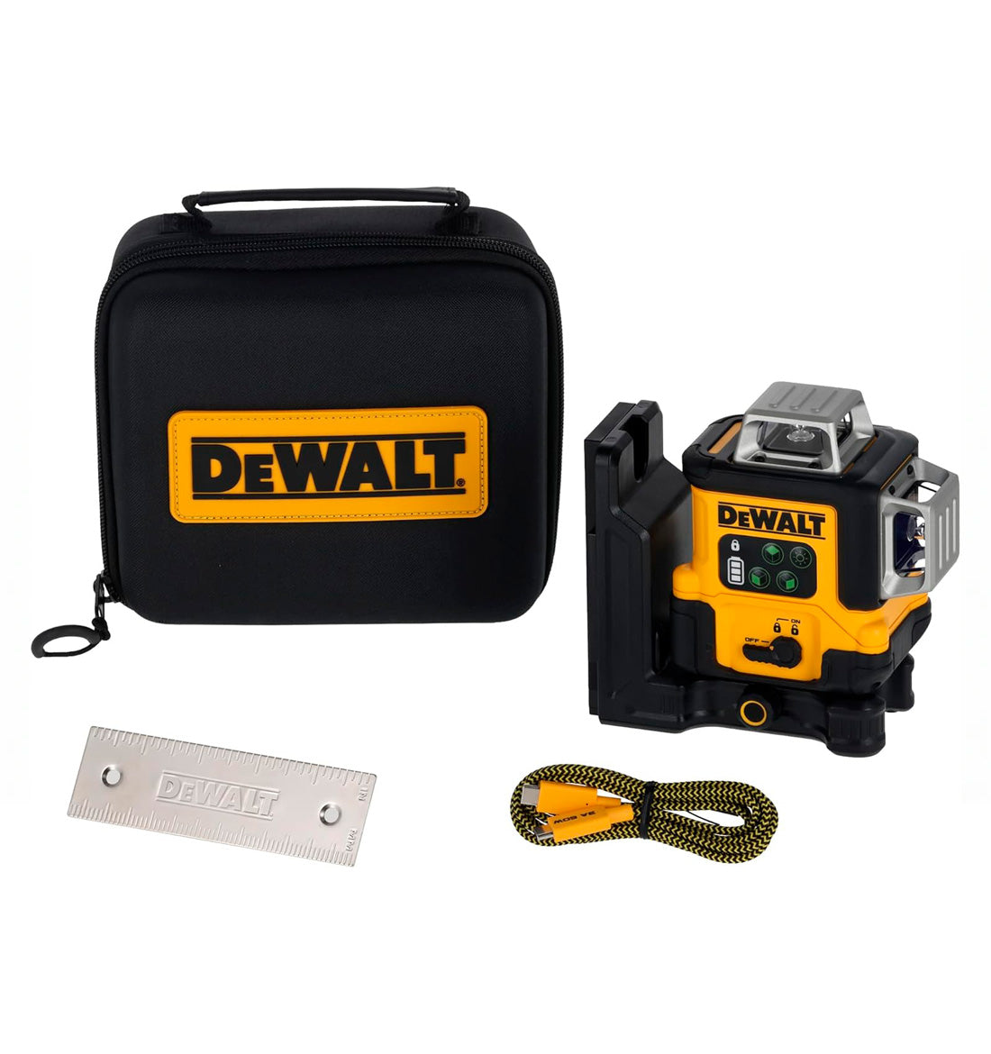 Nível laser autonivelante USB-C verde 3 linhas 360° Dewalt DCLE14361GB