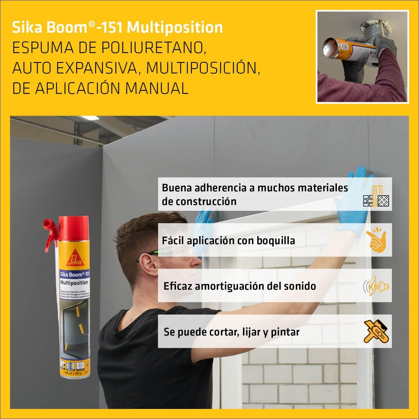 Espuma de poliuretano multiposição Sika Boom-151 750ml