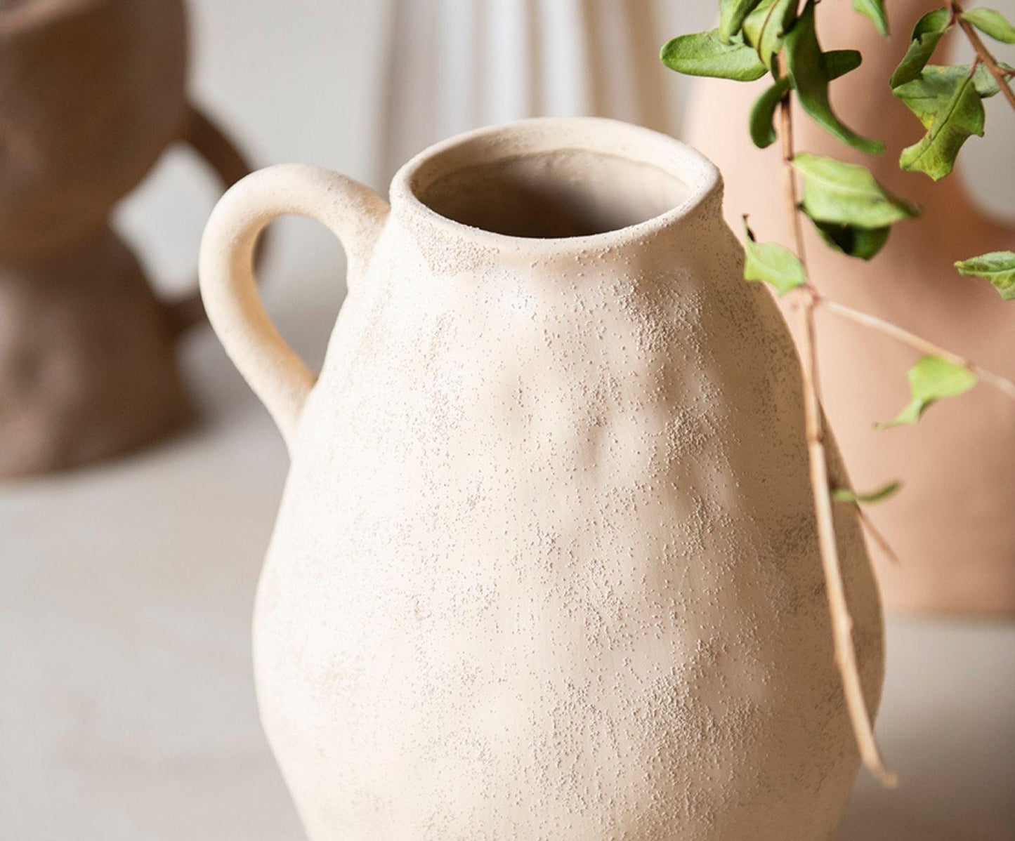 Vaso bege de grés Masaka 30 cm Andrea House