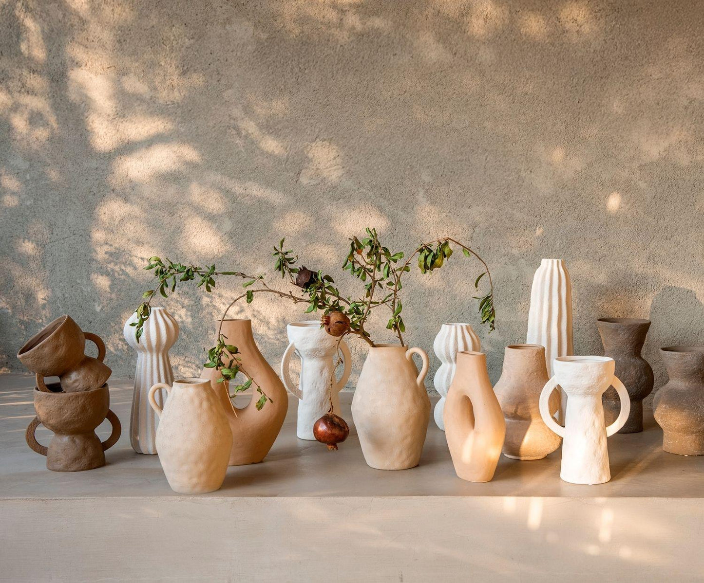 Vaso bege de grés Masaka 30 cm Andrea House