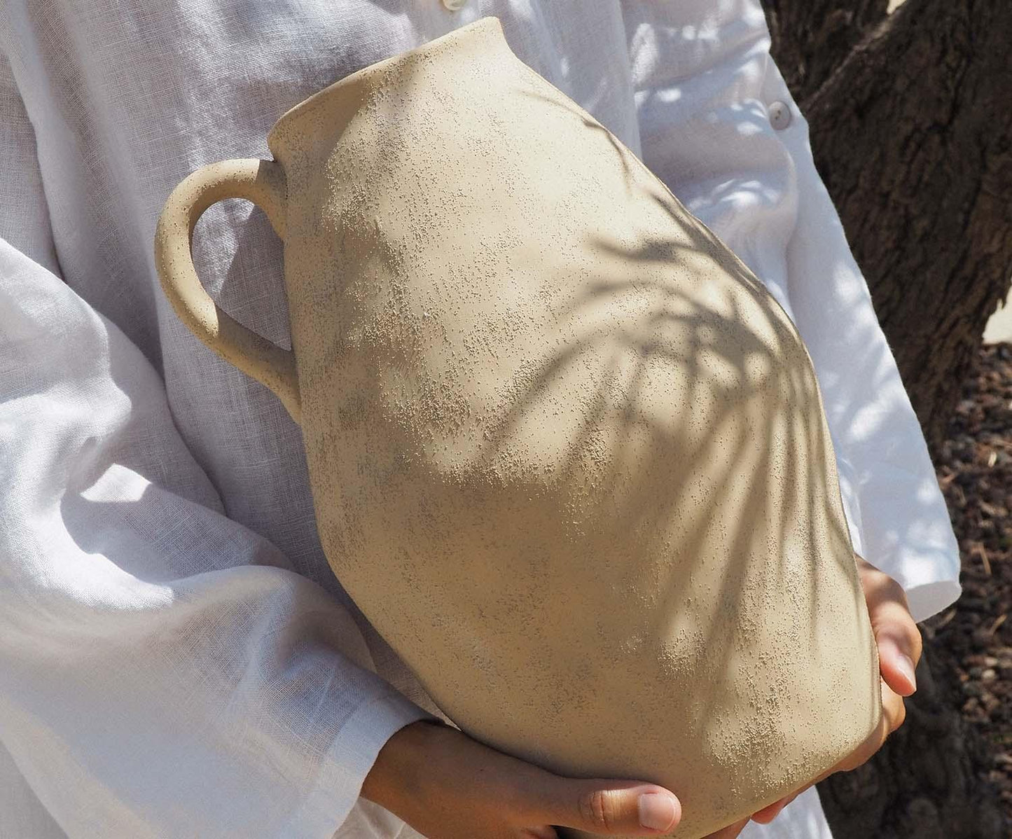 Vaso bege de grés Masaka 30 cm Andrea House