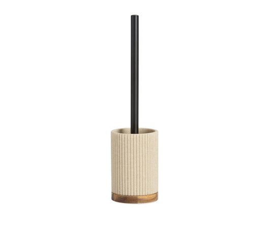 Escobilla de baño Beige Poliresina y Madera de Acacia Ø9,5×39,5 cm Andrea House