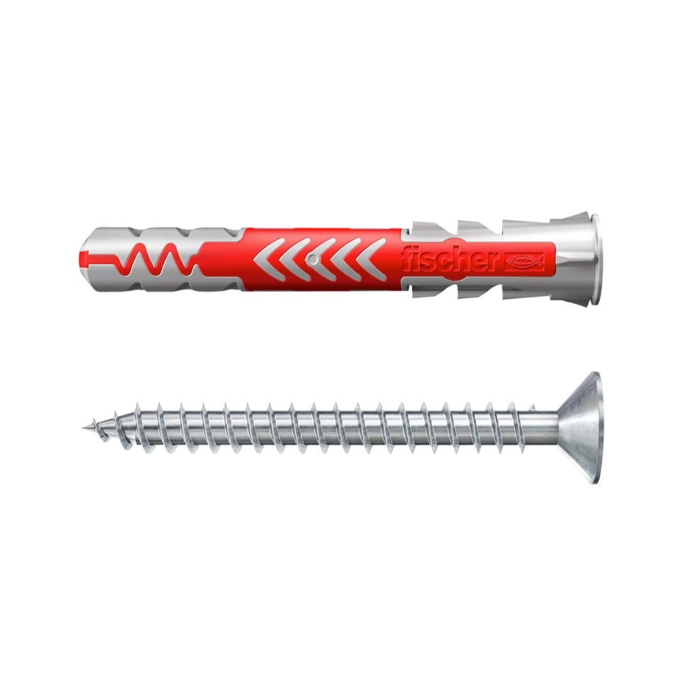 Caixa de buchas Duopower 10x50 L S + Parafusos Fischer 25 unidades