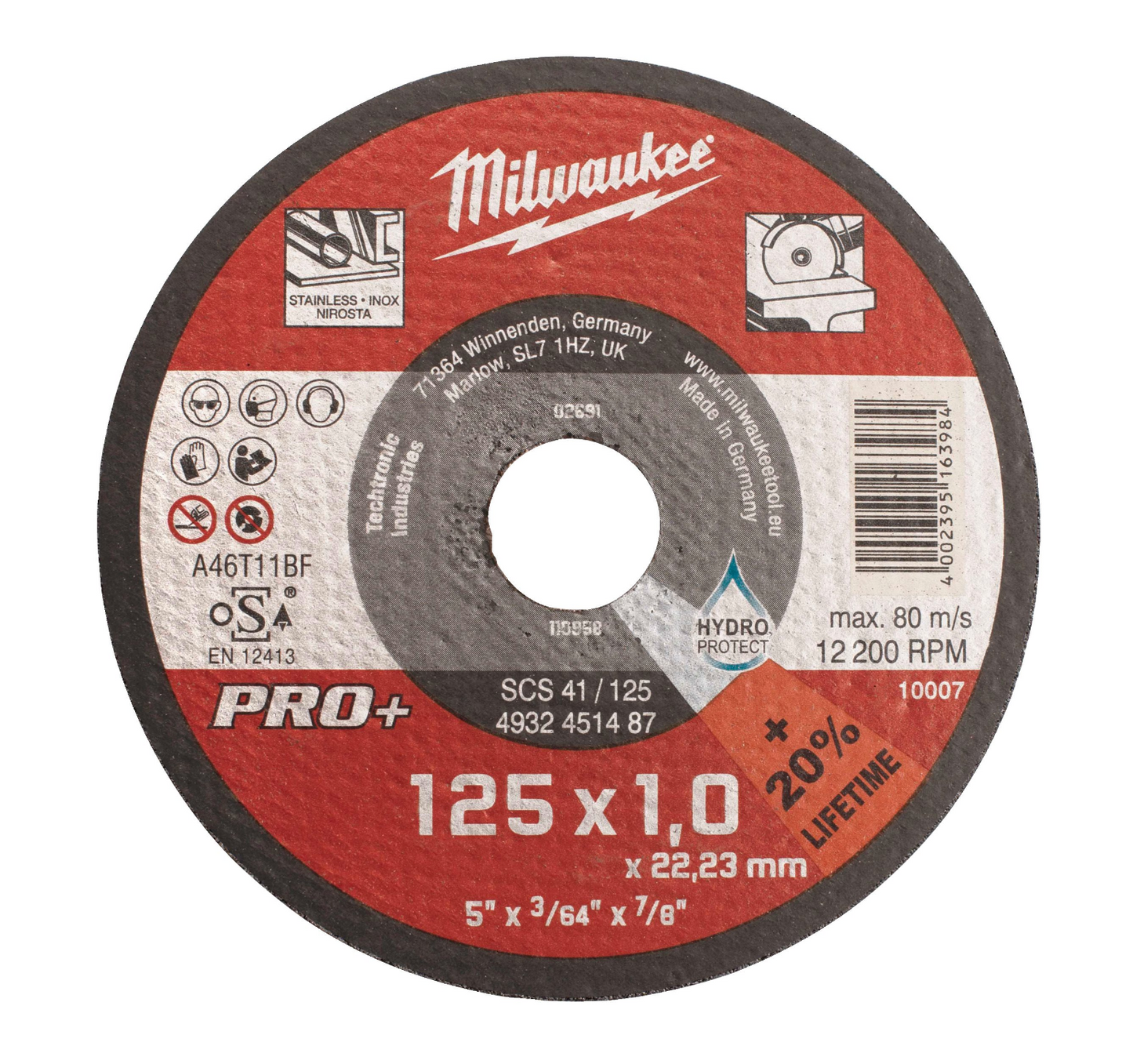 Pro+ SCS 41/125x1x22mm Disco de corte fino para metal Milwaukee Pro+ SCS 41/125x1x22mm
