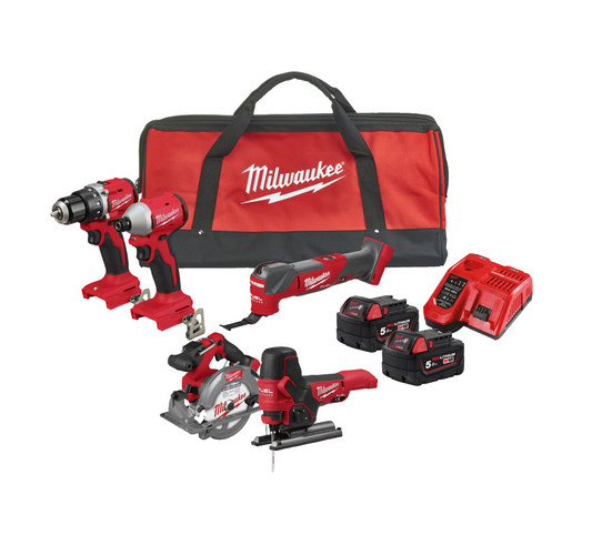Powerpack 5 herramientas + 2bat 5Ah + Cargador + Bolsa Milwaukee M18 BLCPP5A-502B