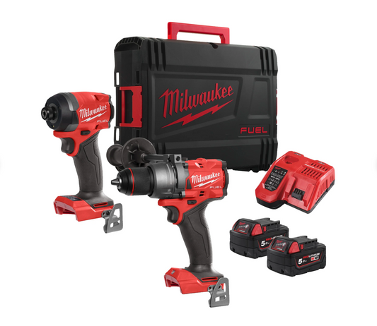 Powerpack M18 Berbequim de percussão + Aparafusadora de impacto + 2 baterias + Carregador + Mala Milwaukee M18 FPP2A3-502X