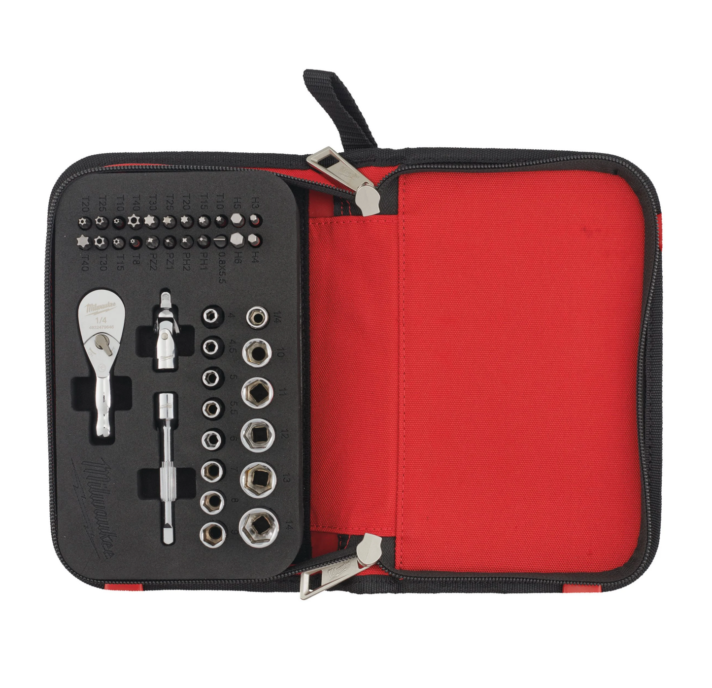 Conjunto compacto de catraca de 1/4 com acessórios Milwaukee