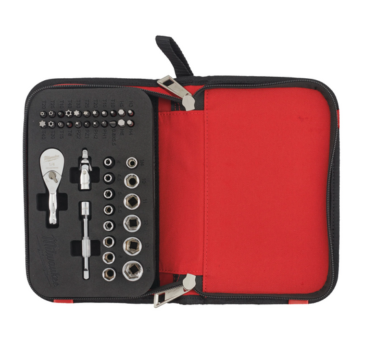 Conjunto compacto de catraca de 1/4 com acessórios Milwaukee