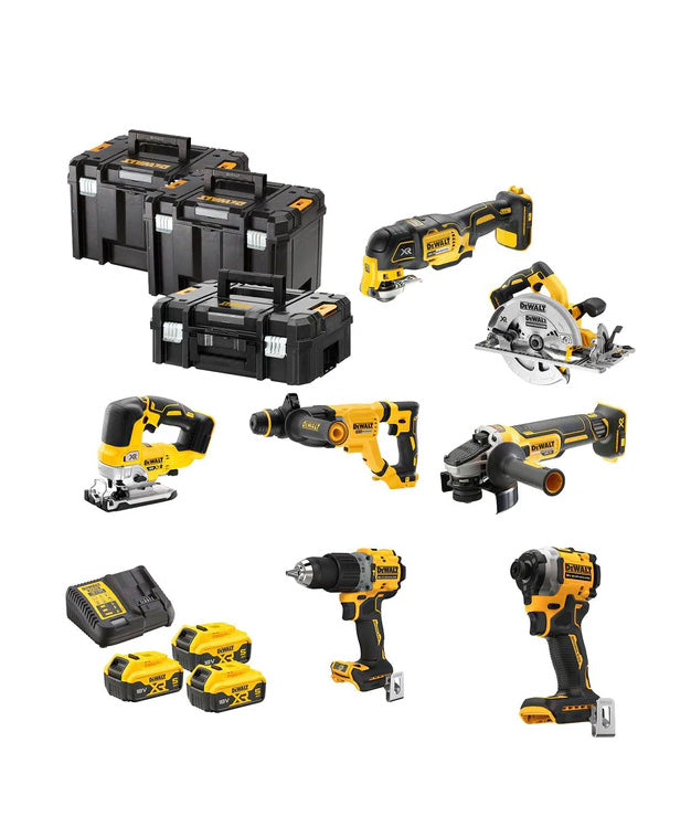 Combokit 7 ferramentas XR 18V + Carregador + 3bat + 3 estojos Dewalt DCK706P3T