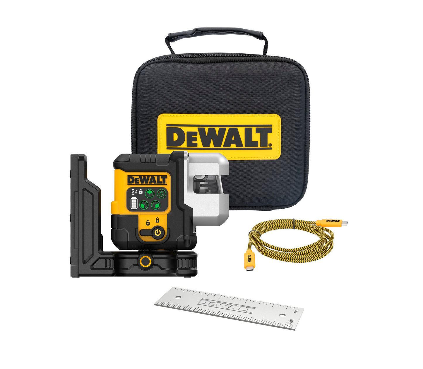 Nível laser autonivelante Verde USB-C de 3 linhas 180º Dewalt DCLE14301GB