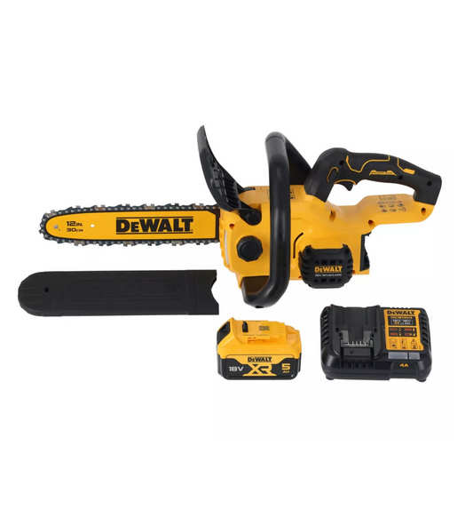 Motosserra compacta Dewalt XR 18V ​​​​30cm com bateria e carregador DCMCS565P1