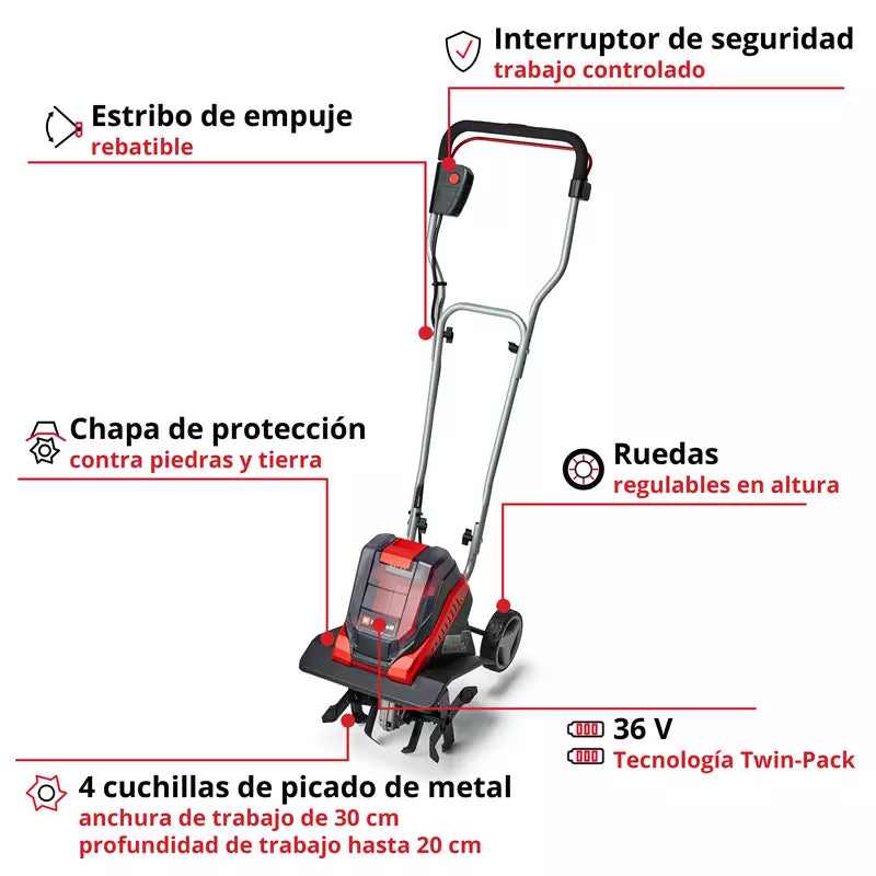 Arado de solo movido a bateria Einhell GE-CR 30 18V