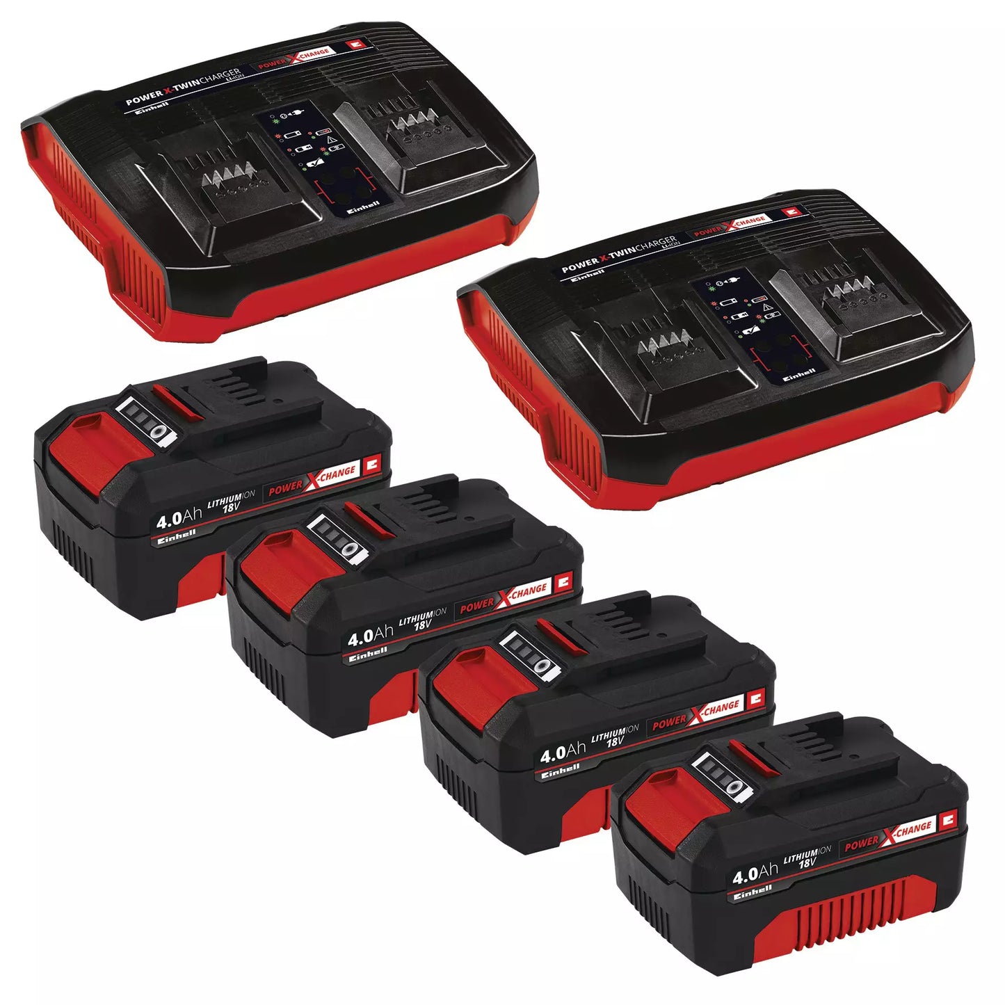 Cortador de relva a bateria com 4bat 4,0Ah + 2 carregadores duplos GP-CM 36/47 S HW Li Einhell