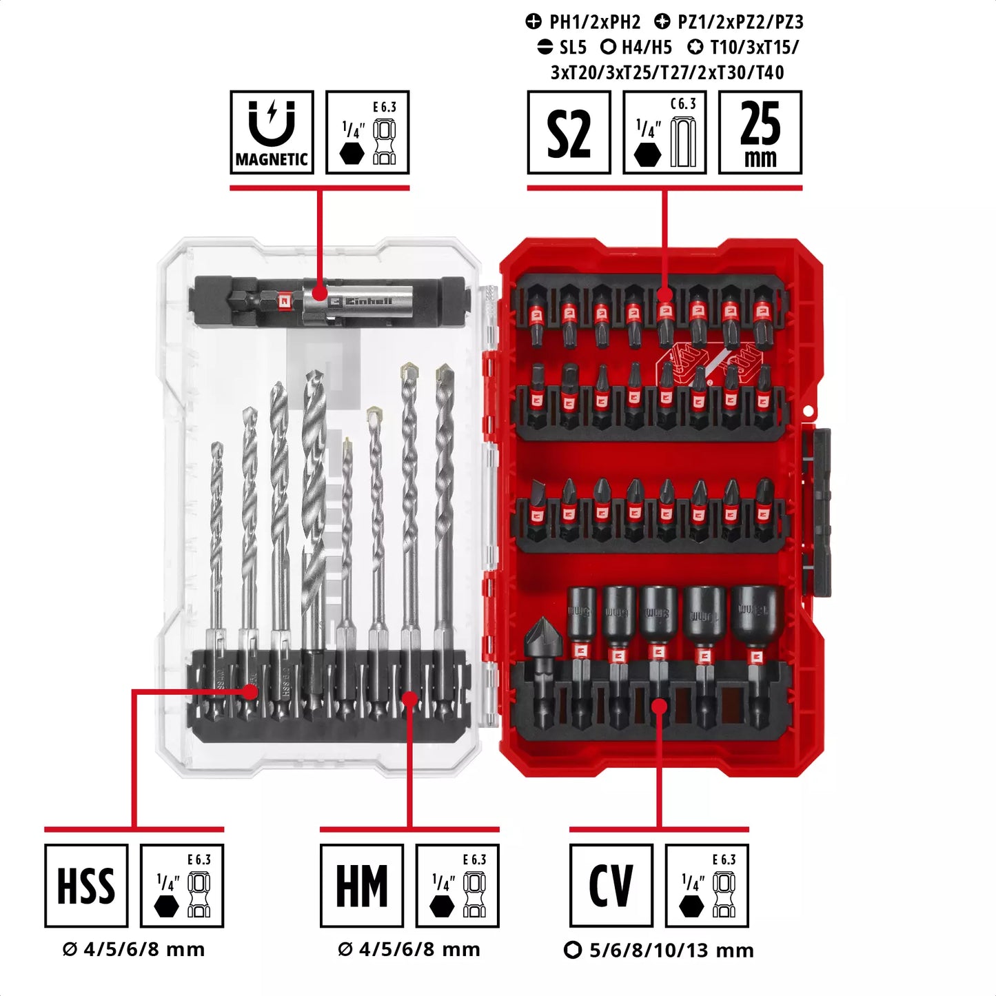 Einhell M-CASE 39pcs LS conjunto de brocas e pinos 49108763