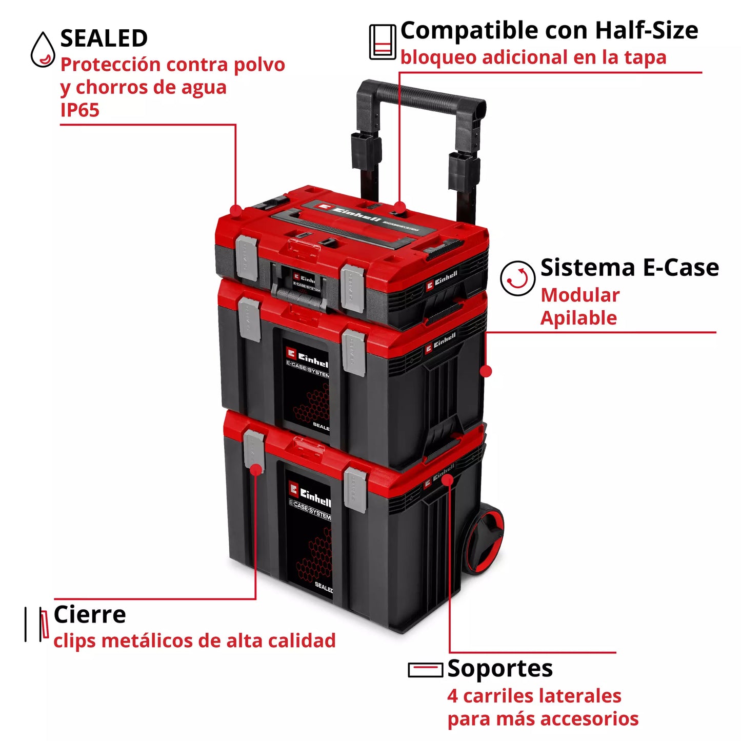 Sistema de maletines con ruedas Einhell E-Case Rolling Workshop SEALED