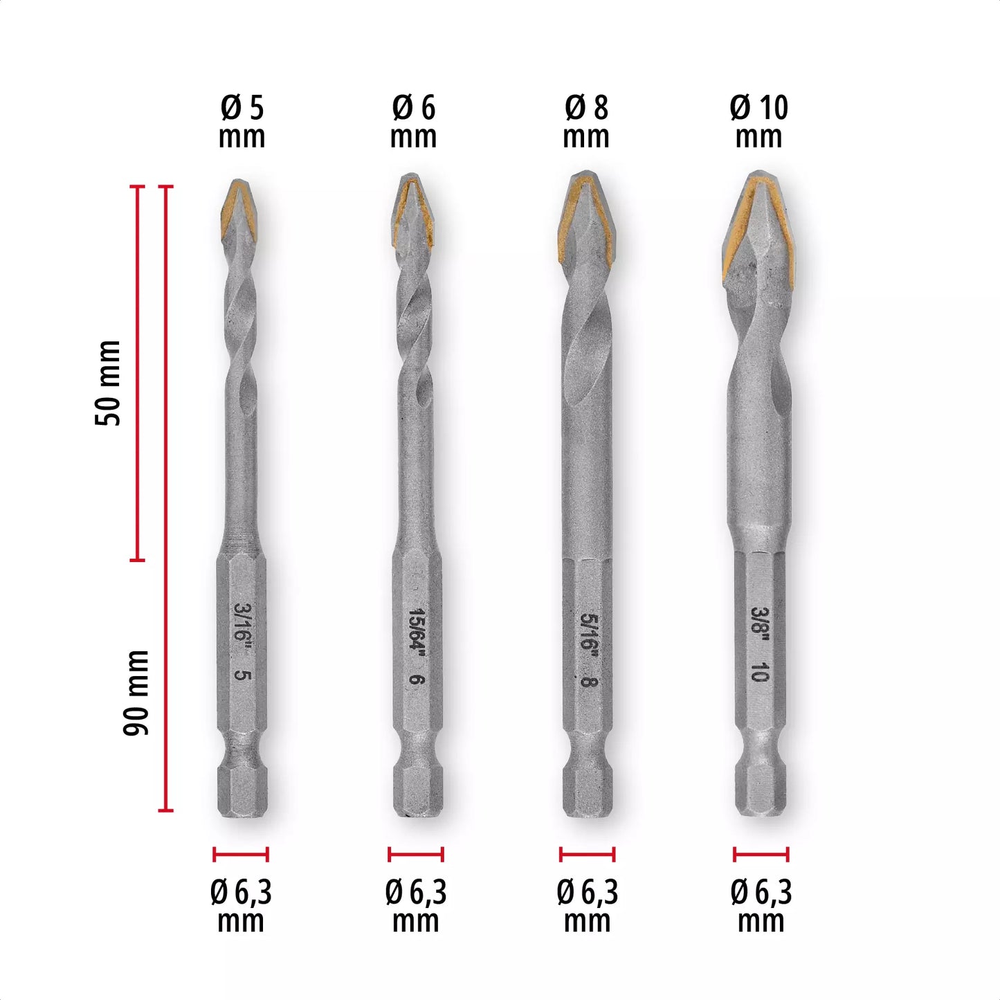 Set brocas porcelanico 4pcs XS-CASE Einhell 49051404