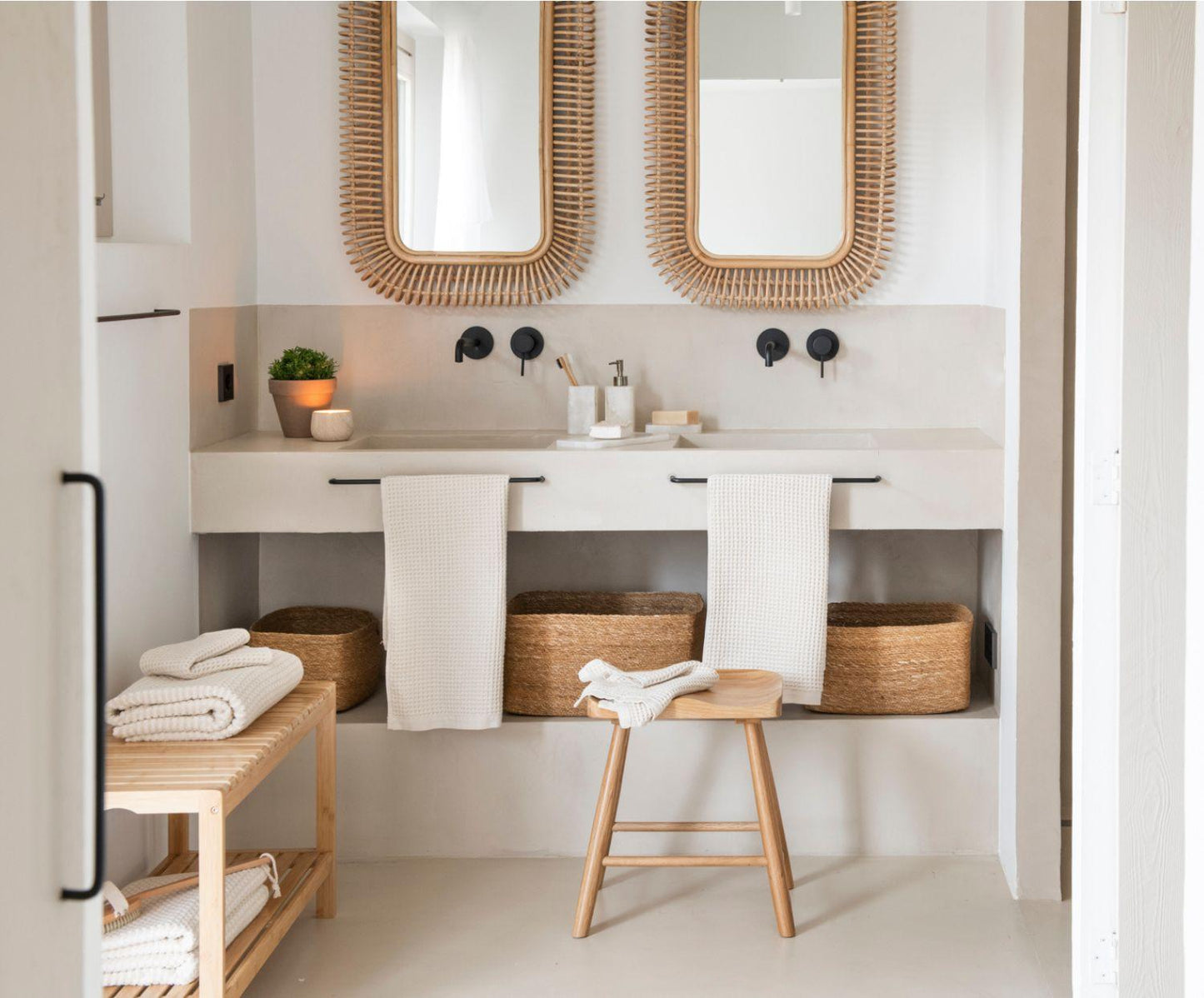 Banqueta de madeira de carvalho Andrea House