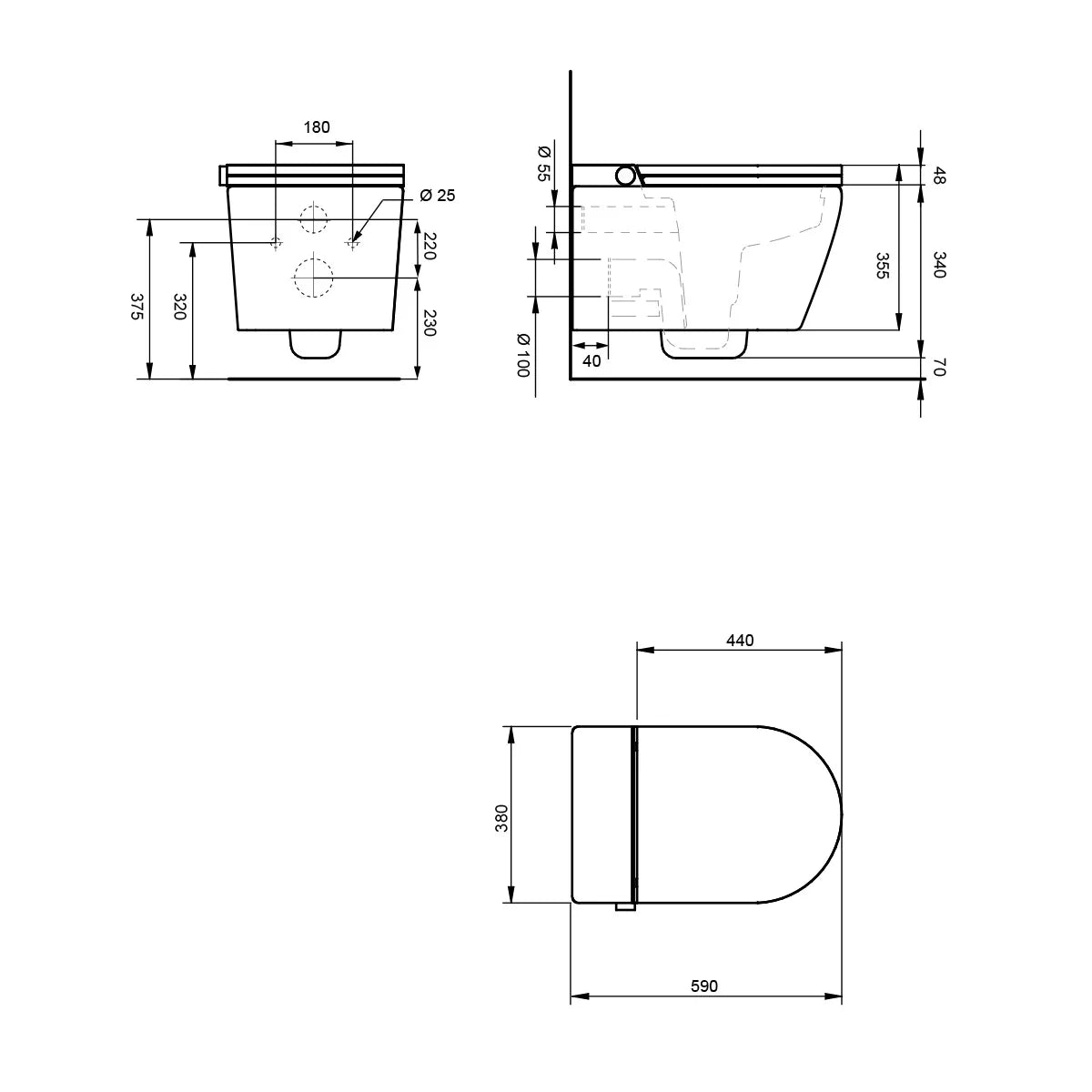 Sanita japonesa com limpeza inteligente Mizubath Rada suspensa