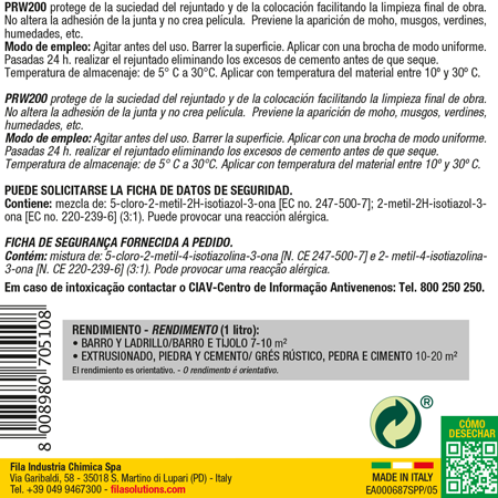 Fila Garrafa Proteção Pré-Rejuntamento 1L PRW200