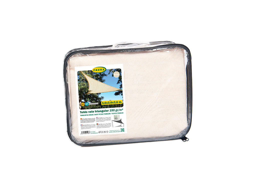 Toldo à Vela Triangular Bege 3,6x3,6x3,6m Faura