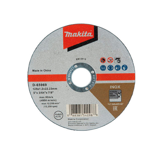 Caixa de 10 discos de corte Makita D-65969-10 de 125 mm em aço inoxidável