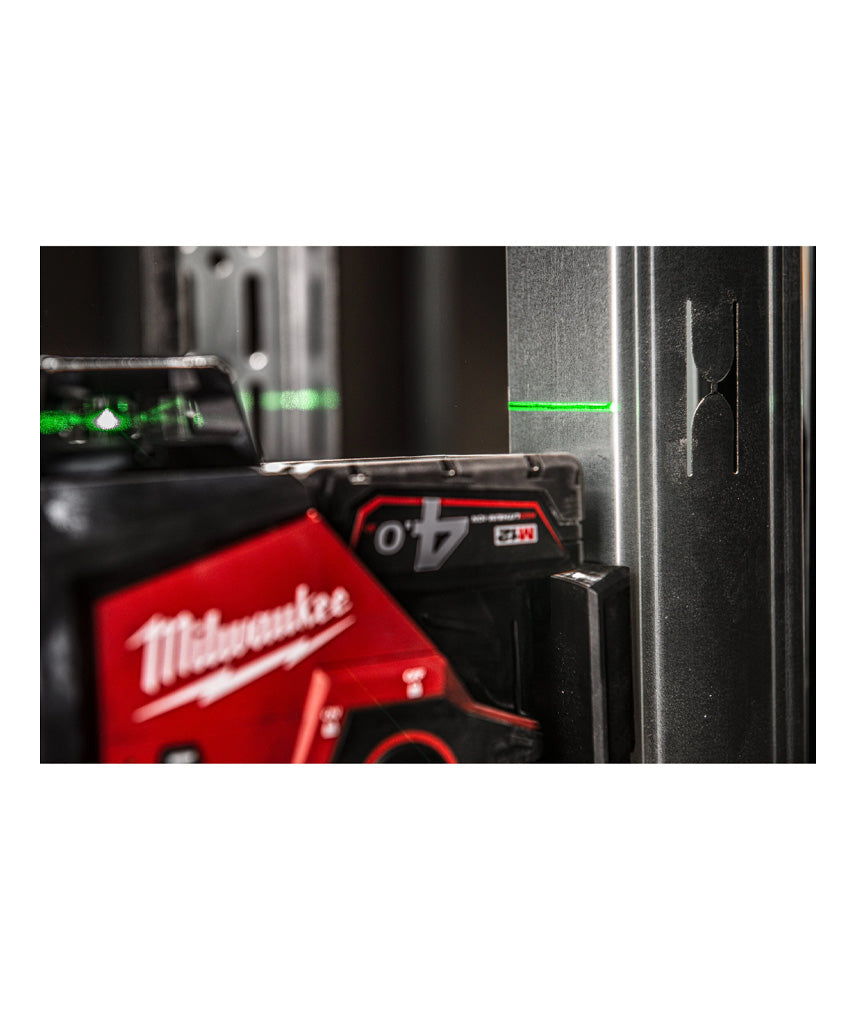 Nível laser de 3 linhas verde Bateria M12 + carregador + mala de transporte Milwaukee M123PL-401C
