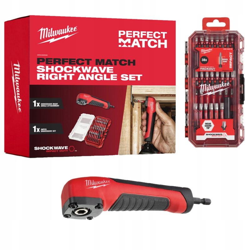 Acoplamento de ângulo reto + conjunto de bits 38pcs Milwaukee